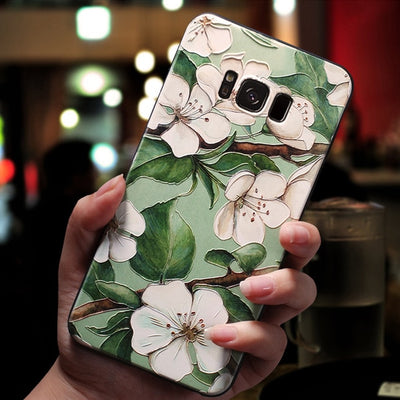 3D Flower Emboss Case For Samsung